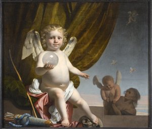 Amor holder en glaskugle, 1650-1660