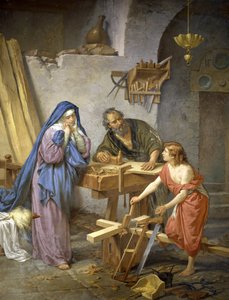 Josef, Maria og Jesus i snedkeriet
