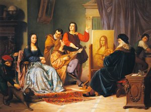 Leonardo da Vinci maleri Mona Lisa af Cesare Maccari (1840-1919)