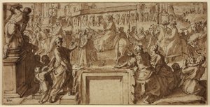 Saint Charles Borromeo, der kommer ind i byen Pavia: Design til en vægdekoration