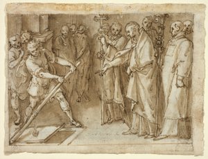 Saint Charles Borromeo overvåger åbningen af en krypt