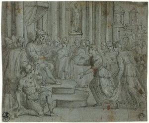 Salomon tager imod dronningen af Saba af Cesare Rossetti