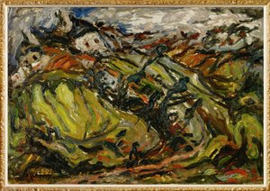 Huse i Ceret (maleri på lærred) af Chaim Soutine