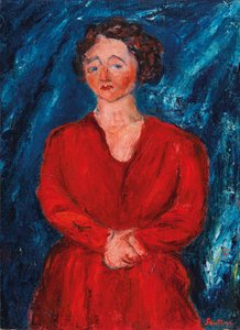 Kvinden i rødt på en blå baggrund, ca 1928. af Chaim Soutine