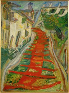 Rød trappe i Cagnes (maleri på lærred) af Chaim Soutine