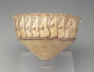 Konisk skål med leoparddesign, 3500-3000 f.Kr. (buff lertøj) af Chalcolithic