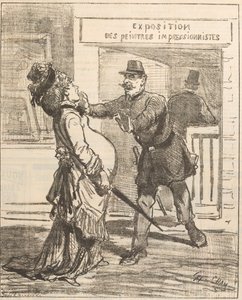 Frue, det er ikke tilrådeligt at komme ind!. Le Charivari, 16. april 1877, 1877.