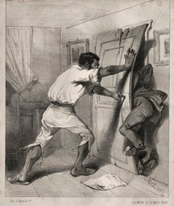 En kreditor i alt for travlt, 1840. af Cham