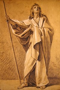 Studie af Saint Roch (sort og hvid kridt på papir)