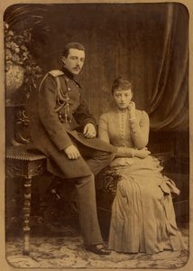 Michel Mikhailovitch de Russie et Anastasia Mikhailovna de Russie - Storhertug Michael Mikhailovich af Rusland og storhertuginde Anastasia Mikhailovna af Rusland, af Bergamasco, Charles (Karl) (1830-1896). Albumin Foto, ca. 1880. Russisk Statsfilm og Foto