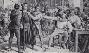 Lord Saye og Sele er ved at blive halshugget i Jack Cades oprør af Charles (after) Lucy