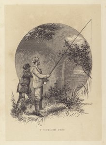 Fiskeri: En kildrende kast (litho) af Charles (after) Whymper