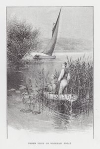 Fiskeri: Bream Pitch på Wroxham Broad (litho) af Charles (after) Whymper