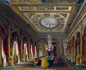 Throne Room, Indgravering af Thomas Sutherland (1785-1838), Baseret på design af Charles Wild (1781-1835), Fra The History of the Royal Residences