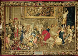 Louis XIV besøger Gobelins-fabrikken af Charles (studio of ) Le Brun