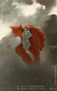 Herbert Beerbohn Tree som Mephistopheles og Henry Ainley som Faust (farve litho)