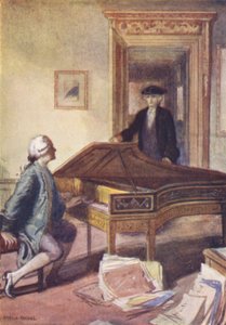 Mozart og den mystiske fremmede (farve litho) af Charles A. Buchel