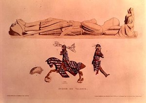Gravbillede af ridderen Aymer De Valence, jarl af Pembroke (d.1324), pub. 1811 af Charles Alfred Stothard