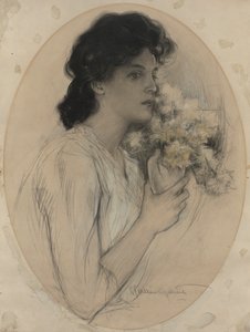 Pige med blomster af Charles Allan Gilbert