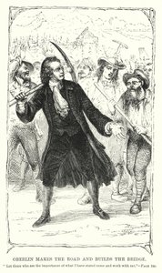 Oberlin laver vejen og bygger broen (gravering) af Charles Altamont Doyle