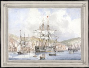 Vue de Malte (View at Malta) - Maleri af Charles Andrew Dyce (1816-1853), akvarel på papir (25,1x34,9 cm), ca. 1849 - Yale University (USA) af Charles Andrew Dyce