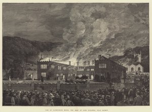 Brand i Lanhydrock House, Lord Robartes sæde, nær Bodmin af Charles Auguste Loye