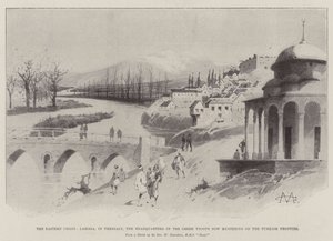 Den østlige krise, Larissa, i Thessalien, hovedkvarteret for de græske tropper, der nu mønstrer på den tyrkiske grænse af Charles Auguste Loye