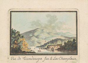 Udsigt over Ticonderoga fra Lake Champlain af Charles B. J. Févret de Saint Mémin