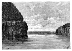 Angara-floden, under Padunskiy-faldene, Sibirien, Rusland, 1895.