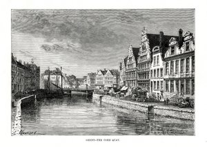 Corn Quay, Gent, Flandern, Belgien, 1879 af Charles Barbant