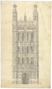 Tegning for parlamentets huse, ca. 1836-40 (pen og blæk på papir)