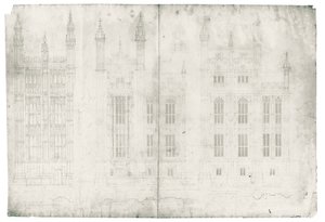Tegning for parlamentets huse, ca. 1836-40 (pen og blæk på papir)