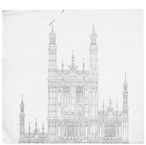 Tegning for parlamentets huse, ca. 1836-40 (pen og blæk på papir)