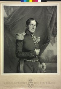 Den belgiske konge Leopold I (litografi) af Charles Baugniet