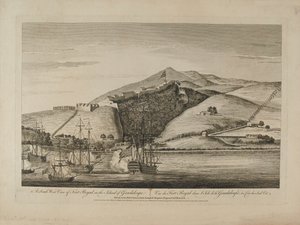 ?En sydlig udsigt over Fort Royal på øen Guadaloupe?, 1759 ca