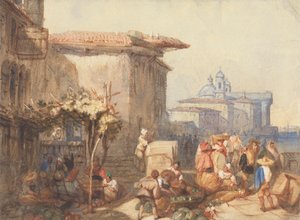 En markedsscene i Venedig af Charles Bentley
