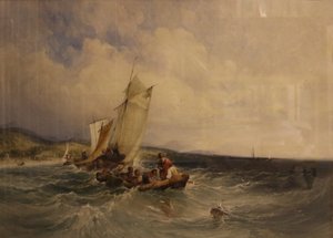 Wicklow Bay, ca. 1840 (akvarel på papir) af Charles Bentley