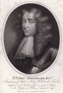 Sir John Trenchard, engelsk politiker og udenrigsminister for det nordlige departement under kong William III (gravering) af Charles Bestland