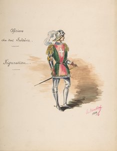 Costume Design for Officers of Duke Frederick [a], Descriptive Sheet of Costume..., 1889.