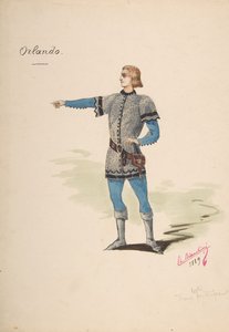 Kostumedesign til Orlando, 1889.