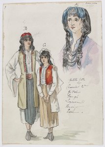 Holmès - Det sorte bjerg - kostumedesign af Charles Bianchini - 09. Små piger. Frøkenerne Charrier 2e, Gillet, Taugh, Lozeran, Renoir, Evel af Charles Bianchini