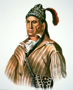 Menawa, høvding for Creek-folket, fra et maleri fra 1826 (farve litho)