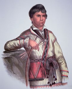 Mistippee, søn af Yoholo-Micco, chef for Creek People, fra maleri af 1826 (farve litho)