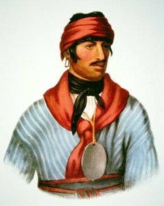 Selocta, en høvding for Creek-folket, fra et maleri fra 1825 (farve litho)