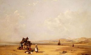Fiskere losser deres fangst på stranden i Cardigan Bay af Charles Branwhite