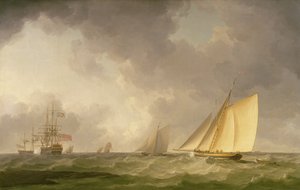 Kutter tæt trukket i en frisk brise, med anden forsendelse, c.1750