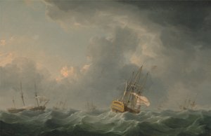 Engelske skibe i stormvejr af Charles Brooking