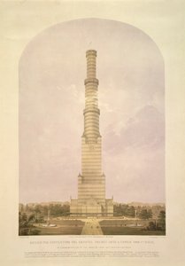 Design til at omdanne Crystal Palace til et 1000 ft High Tower, pub. af Ackermann und Co., 1852