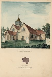 Sydvest udsigt over Tooting Kirke af Charles Burton