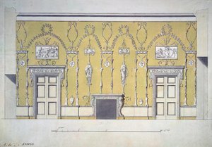 Design af Green Dining Room Great Palace i Tsarskoye Selo, begyndelsen af 1780